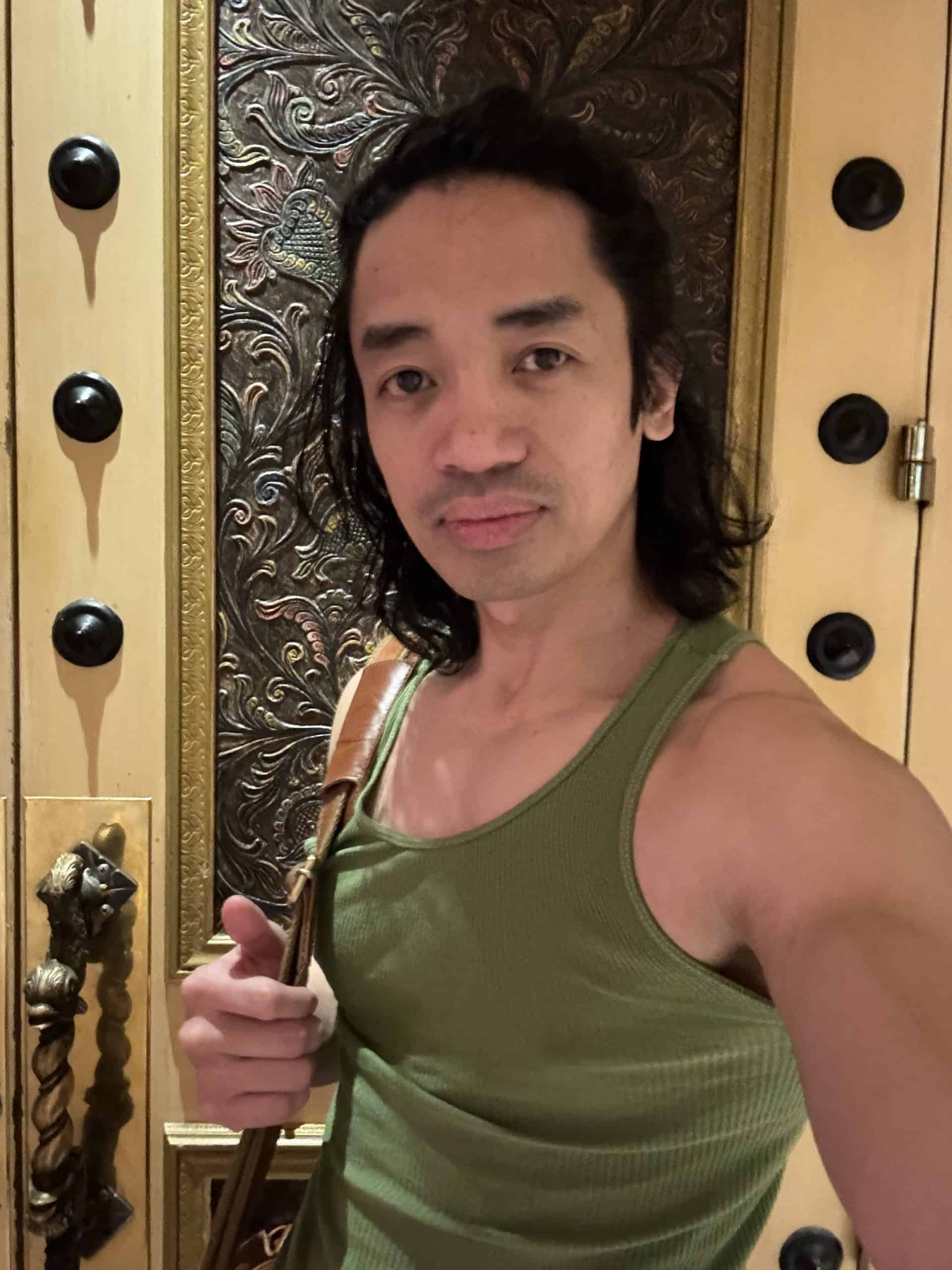 Jax Solomon Premier Sensual Tantra Bodywork Las Vegas Selfie By Ornate Door at Treasure Island After A Couple-Client